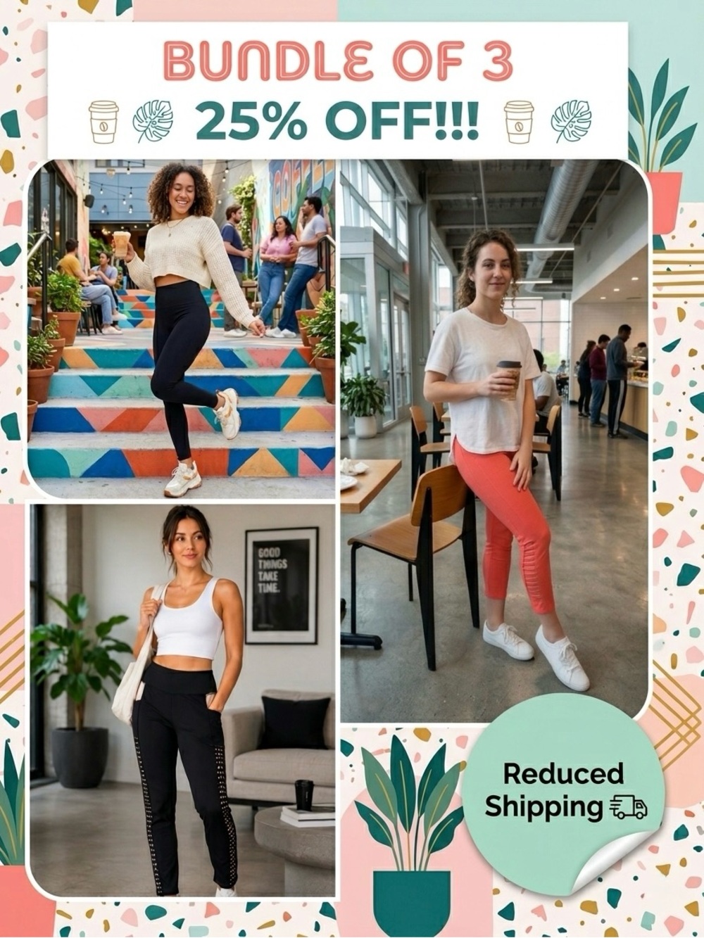Bundle of 3, 25% OFF + Reduced Shipping! - Women’s High-Waist Leggings